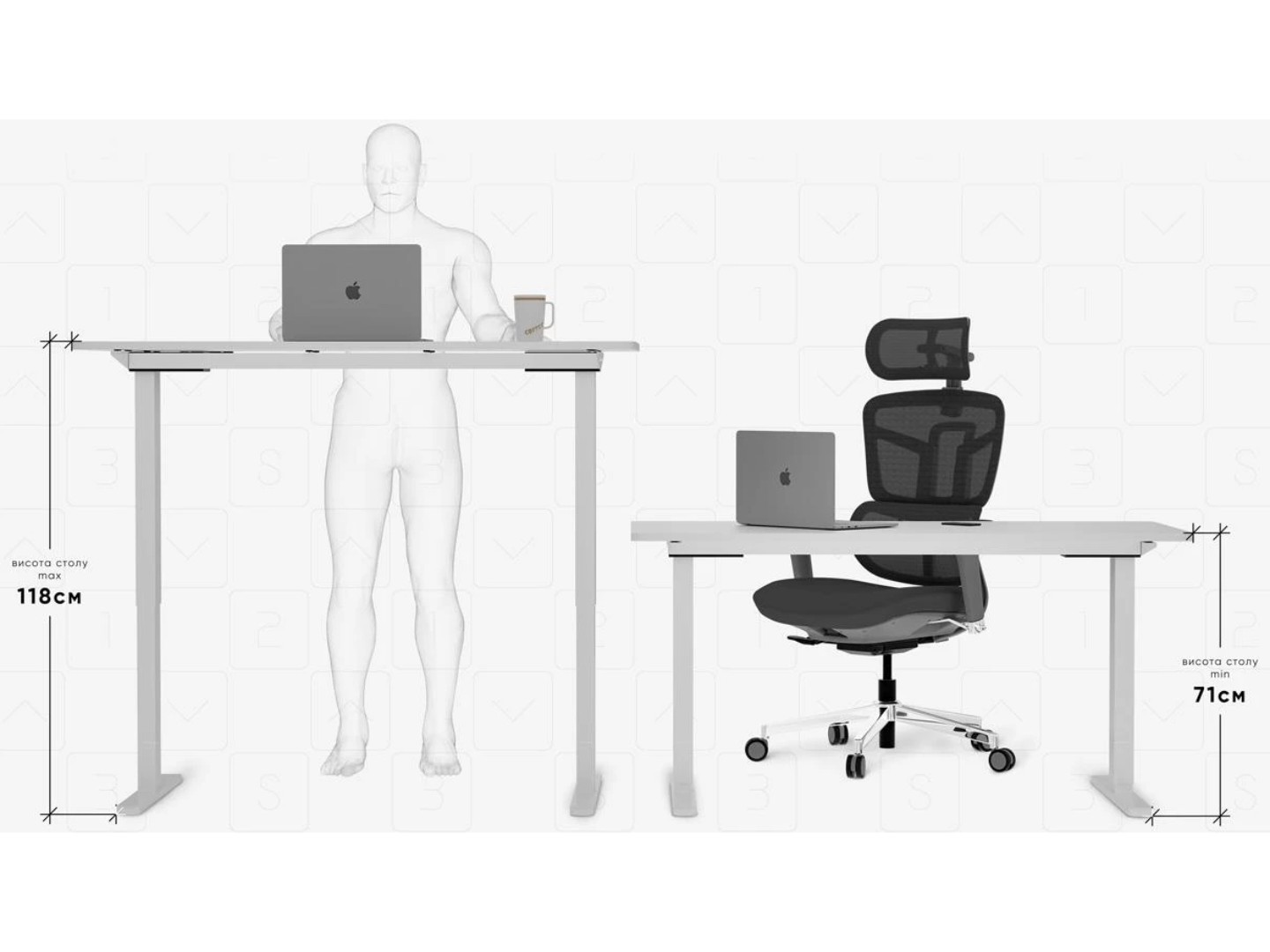 Стіл з електрорегулюванням висоти Mealux PowerDesk Duo White (EVO-242 Duo W/W) — фото 10